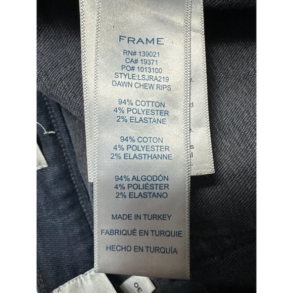 Frame Jeans Womens 30 Blue Denim Dark Wash Le Skinny De Jeanne Raw Edge Hem - Picture 6 of 11
